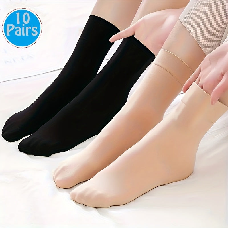 [Elegant Mesh Socks] 5/10 Pairs Elegant Mesh Short Socks | Soft Breathable Elastic Ribbed Cuff, Durable Solid Color Casual & Athletic Socks for Casual Attire, Versatile Unisex Socks, Simple Sock Design, Comfortable Fit Socks