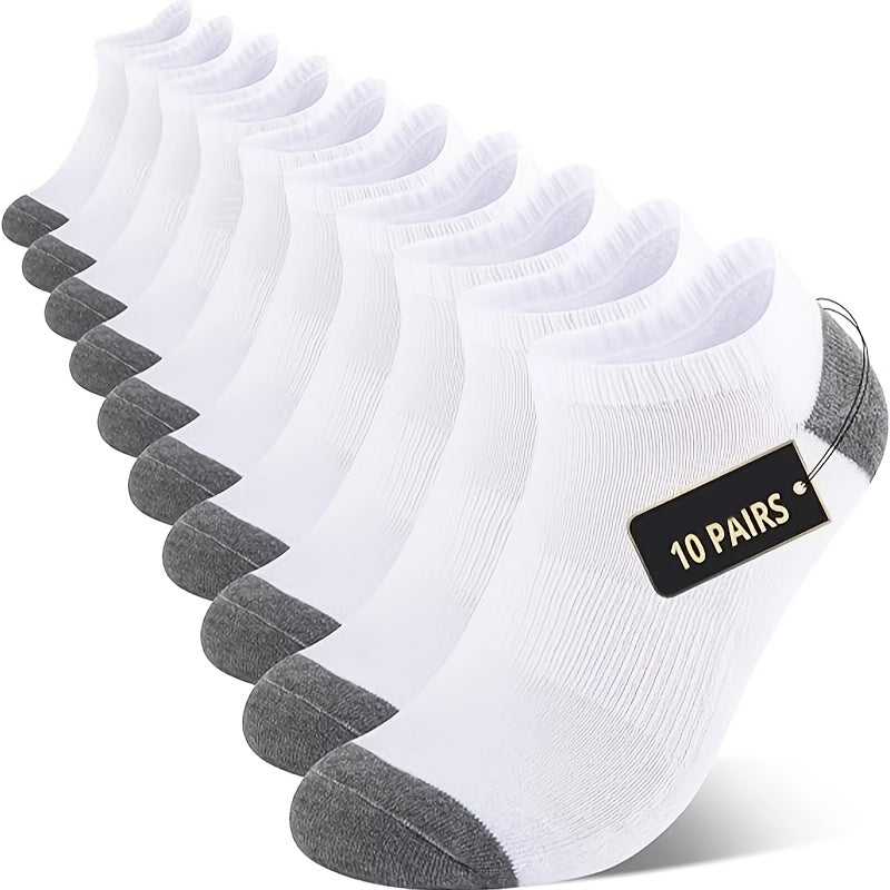 10-Pack Affordable Athletic Socks - Men's Cushioned Running Performance Socks