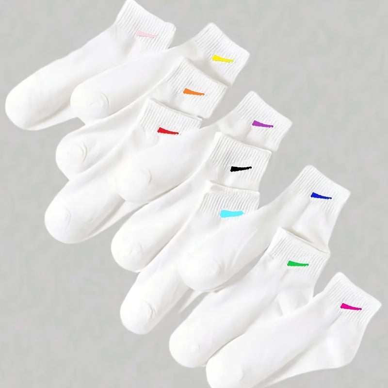 10 Pairs Soft & Comfortable Unisex Ankle Socks with Striped Design - Black & White, Ribbed Cuff, Perfect for Couples, Casual Wear, and Sports, Casual Socks | Striped Socks | Texture