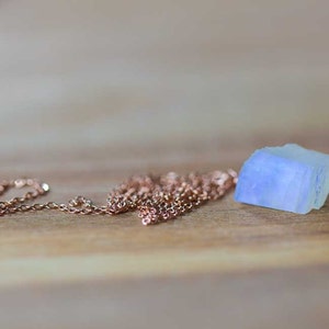 Raw Moonstone Necklace on Sterling Silver or Rose Gold Filled Chain, Raw Rainbow Moonstone Pendant, Rough Moonstone Jewelry, Oxidized Silver