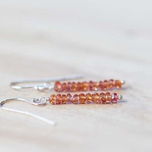 Simple Padparadscha Earrings, Delicate Orange Pink Gemstone Dangle Earrings, Rose Gold Filled or Sterling Silver Jewelry