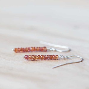 Simple Padparadscha Earrings, Delicate Orange Pink Gemstone Dangle Earrings, Rose Gold Filled or Sterling Silver Jewelry