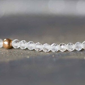 Clear Quartz Stretch Bracelet, Beaded Delicate Crystal Quartz Jewelry, Elastic Stacking Bracelet, April Birthstone