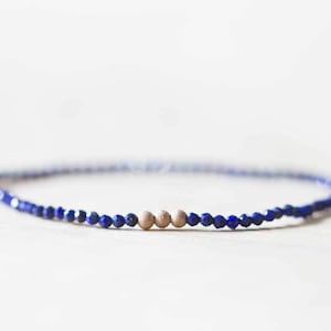 Lapis Stretch Bracelet, Delicate Beaded Lapis Lazuli Jewelry, Blue Gemstone Elastic Stacking Bracelet