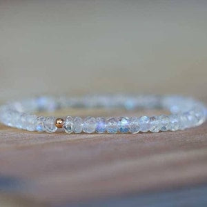 Rainbow Moonstone Stretch Bracelet, Beaded Elastic Jewelry, June Birthstone Gift