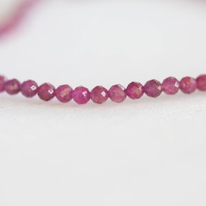 Dainty Ruby Stretch Bracelet, Delicate Elastic Jewelry, Faceted Small Pink Red Gemstone Beads