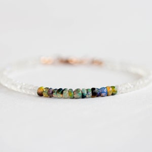 Rainbow Moonstone & Ethiopian Opal Bracelet, Multi Gemstone Sterling SilverJewelry