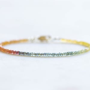 Dainty Sapphire Bracelet with Rose Gold Fill or Sterling Silver, Delicate Beaded September Birthstone Jewelry