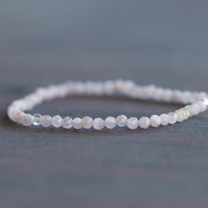 Kunzite Stretch Bracelet, Beaded Dainty Pink Gemstone Jewelry, Elastic Stacking Bracelet
