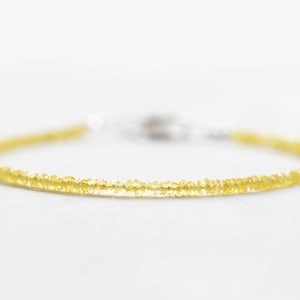 Yellow Sapphire Bracelet, Dainty September Shaded Birthstone Jewelry, Sterling Silver or Rose Gold Fill