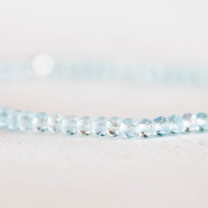 Sky Blue Topaz Stretch Bracelet, Beaded Dainty Blue Gemstone Elastic Jewelry