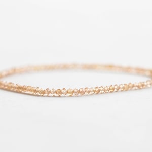 Dainty Brown Zircon Stretch Bracelet, Beaded Natural Ultra Delicate Gemstone Stacking Jewelry