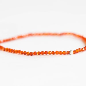 Dainty Red Agate Stretch Bracelet, Beaded Orange Gemstone Stacking Jewelry, Genuine Crystal