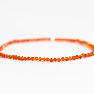 Dainty Red Agate Stretch Bracelet, Beaded Orange Gemstone Stacking Jewelry, Genuine Crystal