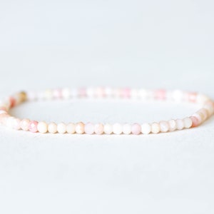 Pink Opal Stretch Bracelet, Dainty Beaded Gemstone Jewelry
