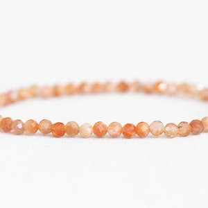 Sunstone Stretch Bracelet, Dainty Beaded Gemstone Jewelry
