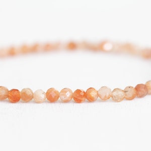 Sunstone Stretch Bracelet, Dainty Beaded Gemstone Jewelry