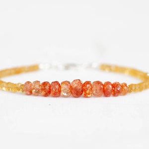 Citrine & Sunstone Bracelet, Beaded Citrine Ombre Jewelry, Yellow Gemstone Stacking Bracelet, Multi Gemstone, Sunstone Jewelry