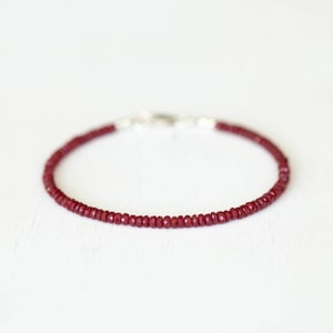 Dainty Ruby Bracelet, Genuine July Birthstone Beaded Jewelry