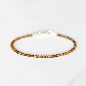 Petro Tourmaline Bracelet, Delicate Brown Gold Gemstone Beaded Bracelet, Petro Tourmaline Jewelry, Sterling Silver Rose Gold Fill