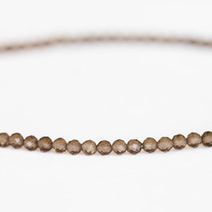 Dainty Smoky Quartz Bracelet with Pink Sapphire, Delicate Beaded Gemstone Jewelry