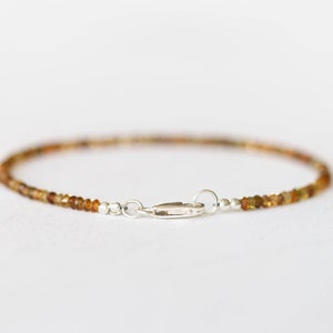 Petro Tourmaline Bracelet, Delicate Brown Gold Gemstone Beaded Bracelet, Petro Tourmaline Jewelry, Sterling Silver Rose Gold Fill