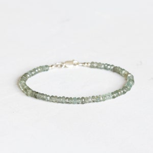 Beaded Moss Aquamarine Bracelet, Green Beaded Gemstone Jewelry