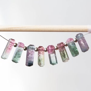 Bicolor Tourmaline Crystal Necklace on Sterling Silver, Oxidized Silver or Rose Gold Filled Chain, Raw Watermelon Tourmaline Jewelry