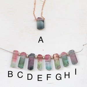 Bicolor Tourmaline Crystal Necklace on Sterling Silver, Oxidized Silver or Rose Gold Filled Chain, Raw Watermelon Tourmaline Jewelry