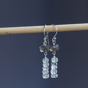 Ceylon Moonstone & Labradorite Earrings, Moonstone Dangle Earrings, Simple Moonstone Earrings, Rose Gold Filled or Sterling Silver