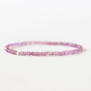 Purple Sapphire Stretch Bracelet, Faceted Natural Gemstone Elastic Jewelry