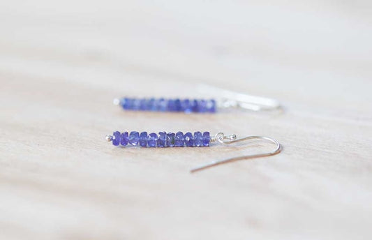 Simple Tanzanite Earrings, Delicate Blue Gemstone Dangle Earrings, Rose Gold Filled or Sterling Silver, Delicate Tanzanite Jewelry