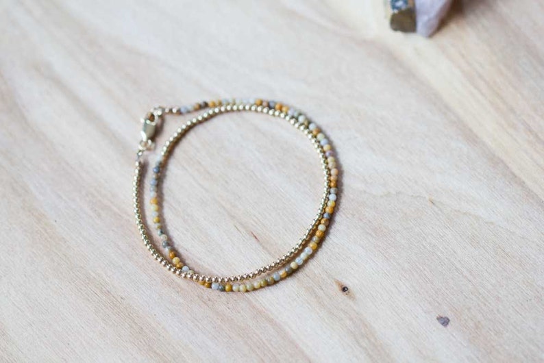 Crazy Lace Agate Bracelet with Rose Gold Fill or Sterling Silver, Delicate Double Wrap Gemstone Bracelet, Crazy Lace Agate Jewelry