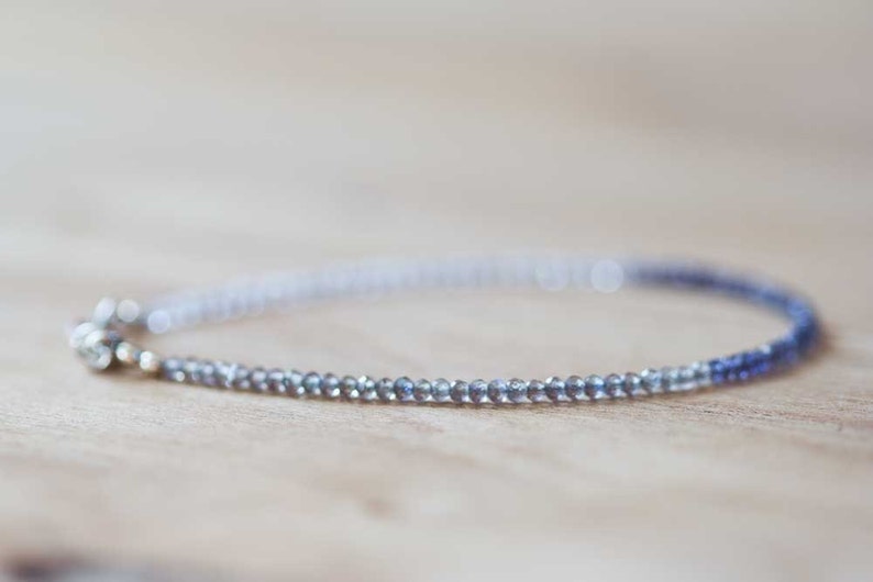 Ultra Dainty Iolite, Rainbow Moonstone & Labradorite Bracelet, Multi Gemstone Skinny Stacking Bracelet, Iolite Bracelet, Moonstone Jewelry