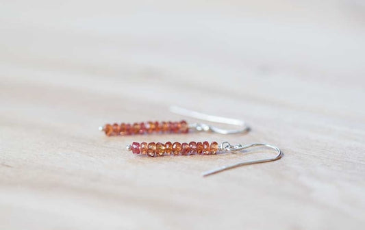 Simple Padparadscha Earrings, Delicate Orange Pink Gemstone Dangle Earrings, Rose Gold Filled or Sterling Silver Jewelry