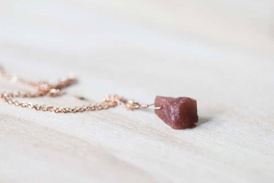 Raw Brown Moonstone Pendant on Sterling Silver or Rose Gold Filled Chain, Raw Gemstone Necklace, Rough Coffee Chocolate Moonstone Jewelry