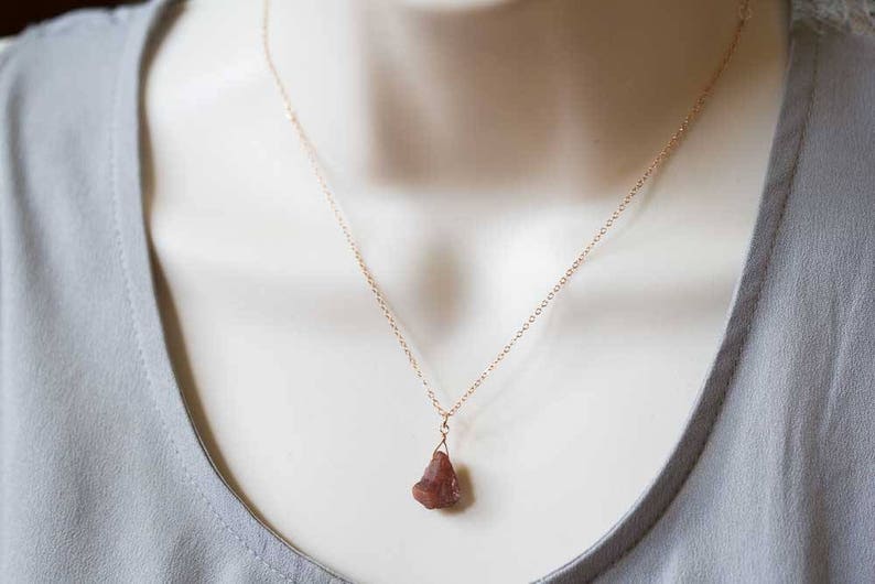 Raw Brown Moonstone Pendant on Sterling Silver or Rose Gold Filled Chain, Raw Gemstone Necklace, Rough Coffee Chocolate Moonstone Jewelry