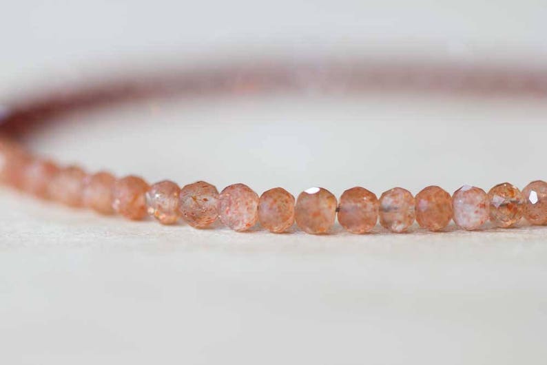 Sunstone & Garnet Bracelet, Dainty Beaded Stacking Red Garnet Jewelry, Rose Gold Fill or Sterling Silver