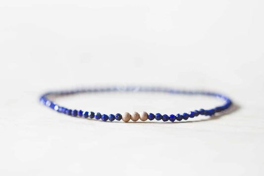 Lapis Stretch Bracelet, Delicate Beaded Lapis Lazuli Jewelry, Blue Gemstone Elastic Stacking Bracelet
