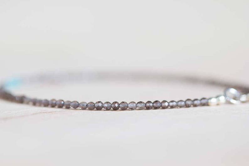 Smoky Quartz Bracelet with Turquoise, Ultra Delicate Beaded Gemstone Bracelet, Smokey Quartz Jewelry, Rose Gold Fill or Sterling Silver
