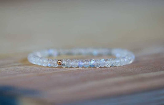Rainbow Moonstone Stretch Bracelet, Beaded Elastic Jewelry, June Birthstone Gift