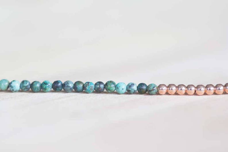 African Turquoise Bracelet with Sterling Silver or Rose Gold Filled, Dainty Green Jasper Jewelry, Beaded Bracelet Set