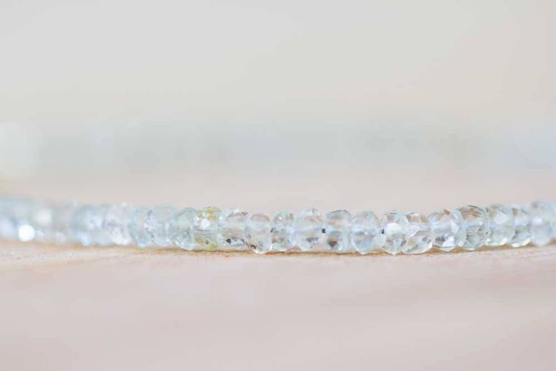 Aquamarine Bracelet, Delicate Beaded March Birthstone Jewelry, Sterling Silver or Rose Gold Filled, Elastic Stretch Bracelet