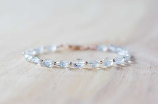 Aquamarine Bracelet with Rose Gold Filled or Sterling Silver, March Birthstone Jewelry, Rose Gold Fill or Sterling Silver