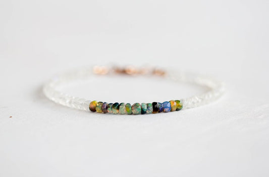 Rainbow Moonstone & Ethiopian Opal Bracelet, Multi Gemstone Sterling SilverJewelry