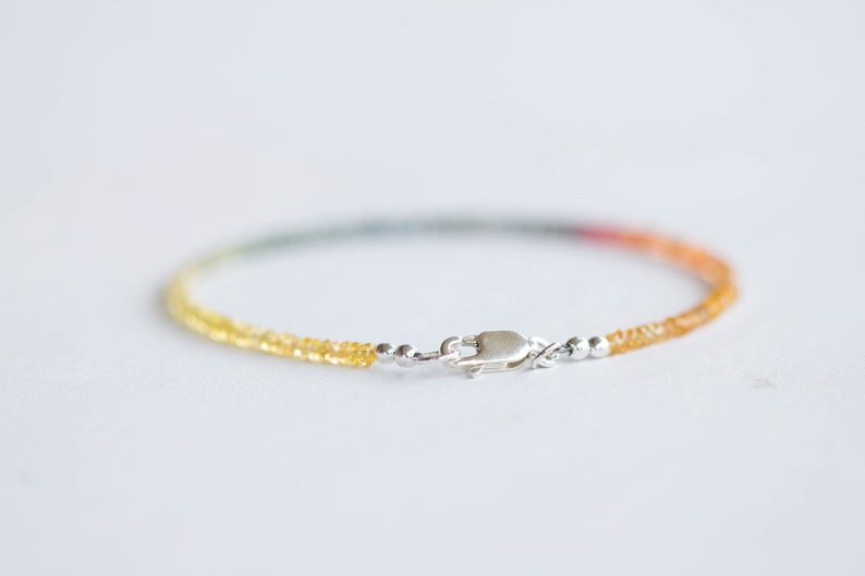 Dainty Sapphire Bracelet with Rose Gold Fill or Sterling Silver, Delicate Beaded September Birthstone Jewelry
