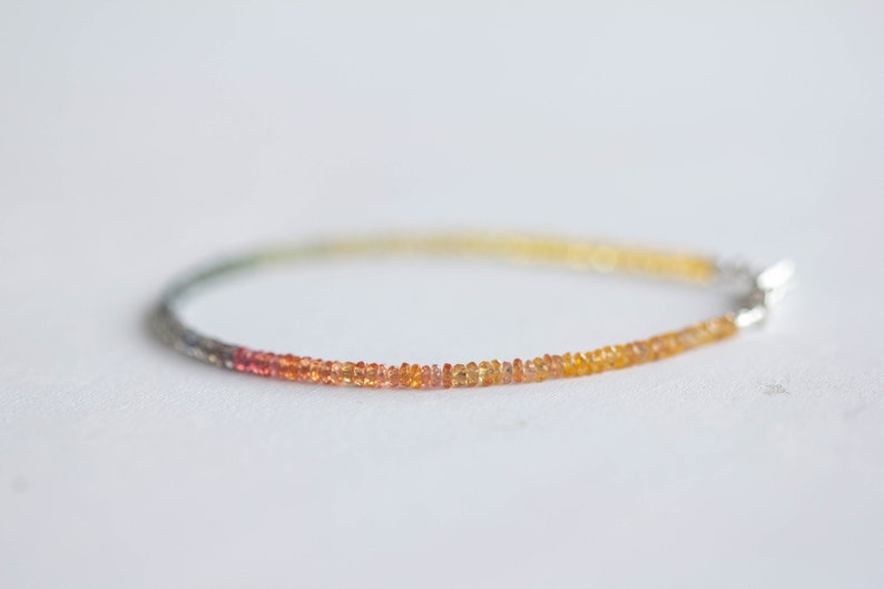Dainty Sapphire Bracelet with Rose Gold Fill or Sterling Silver, Delicate Beaded September Birthstone Jewelry