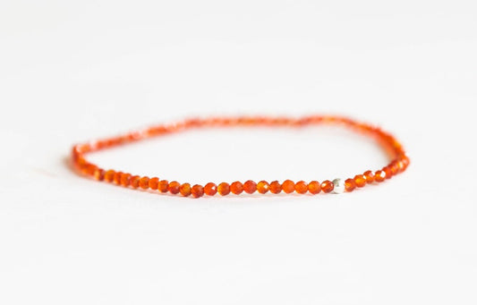Dainty Red Agate Stretch Bracelet, Beaded Orange Gemstone Stacking Jewelry, Genuine Crystal
