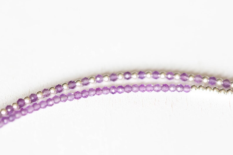 Amethyst Bracelet Set, Sterling Silver or Rose Gold Filled, Delicate Purple Gemstone Jewelry, February Birthstone
