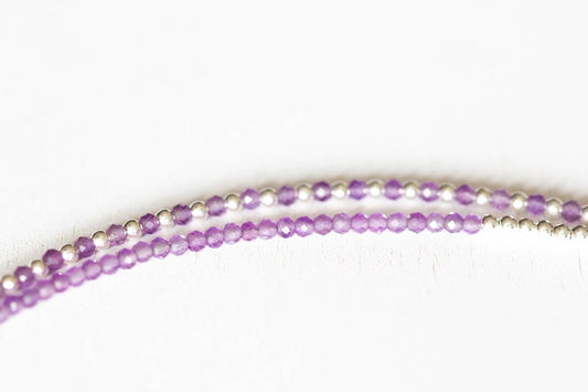 Amethyst Bracelet Set, Sterling Silver or Rose Gold Filled, Delicate Purple Gemstone Jewelry, February Birthstone